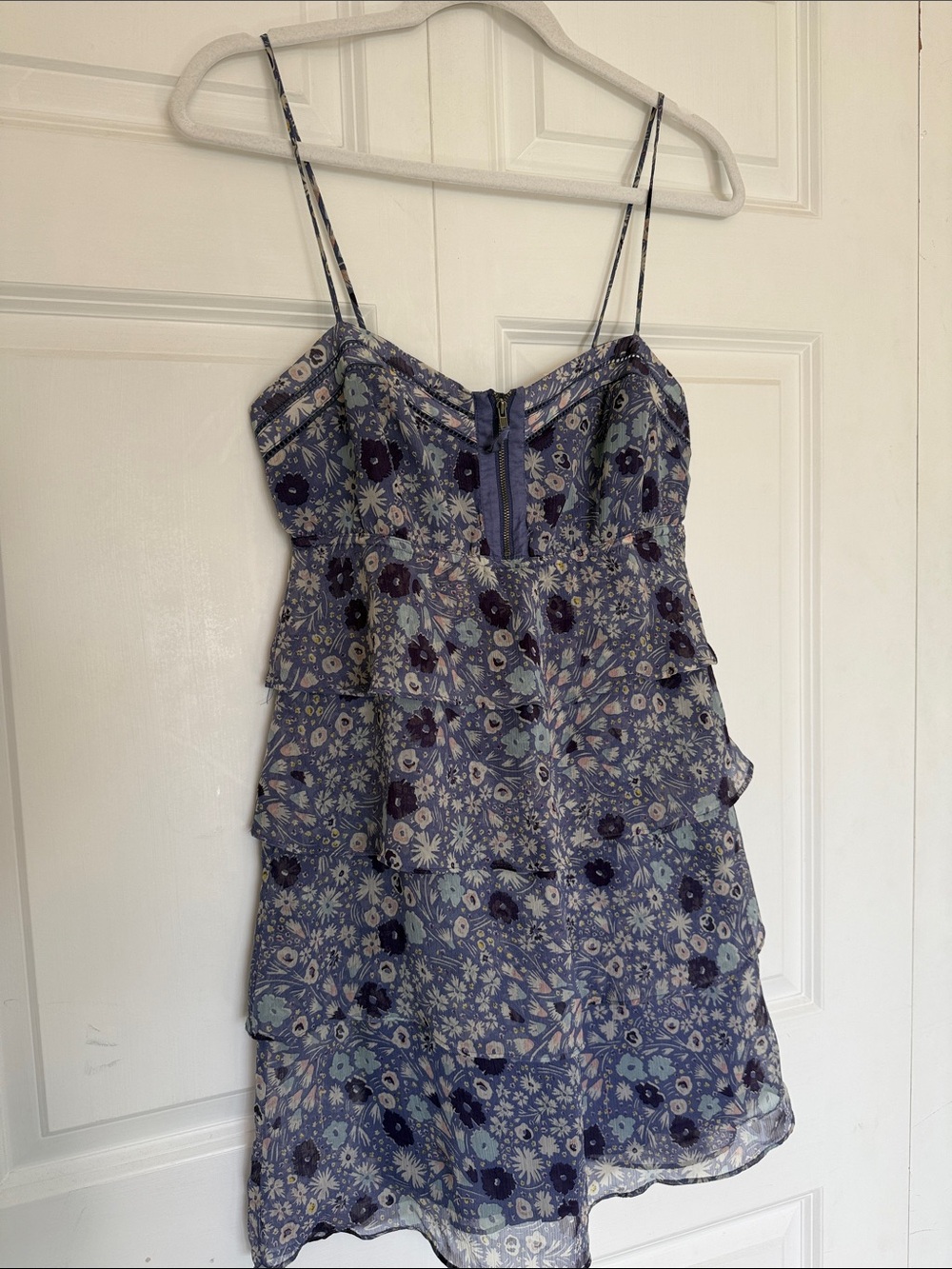 AE Floral Tiered Spaghetti-Strap Mini Dress - Blue